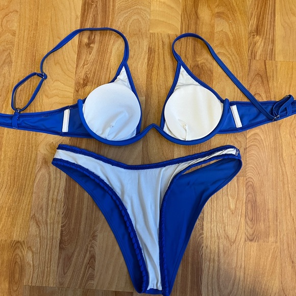 EUC Victoria's Secret Vibrant Blue Textured Bikini Set sz S - Picture 4 of 4